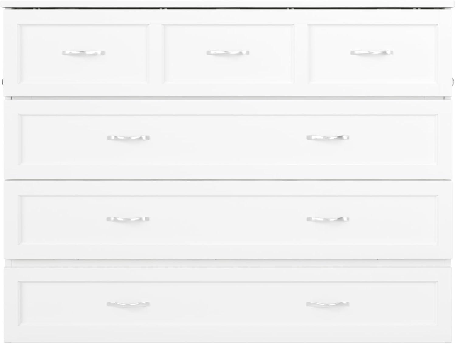 Full Deerfield Murphy Bed Chest USB Turbo Charger White - AFI