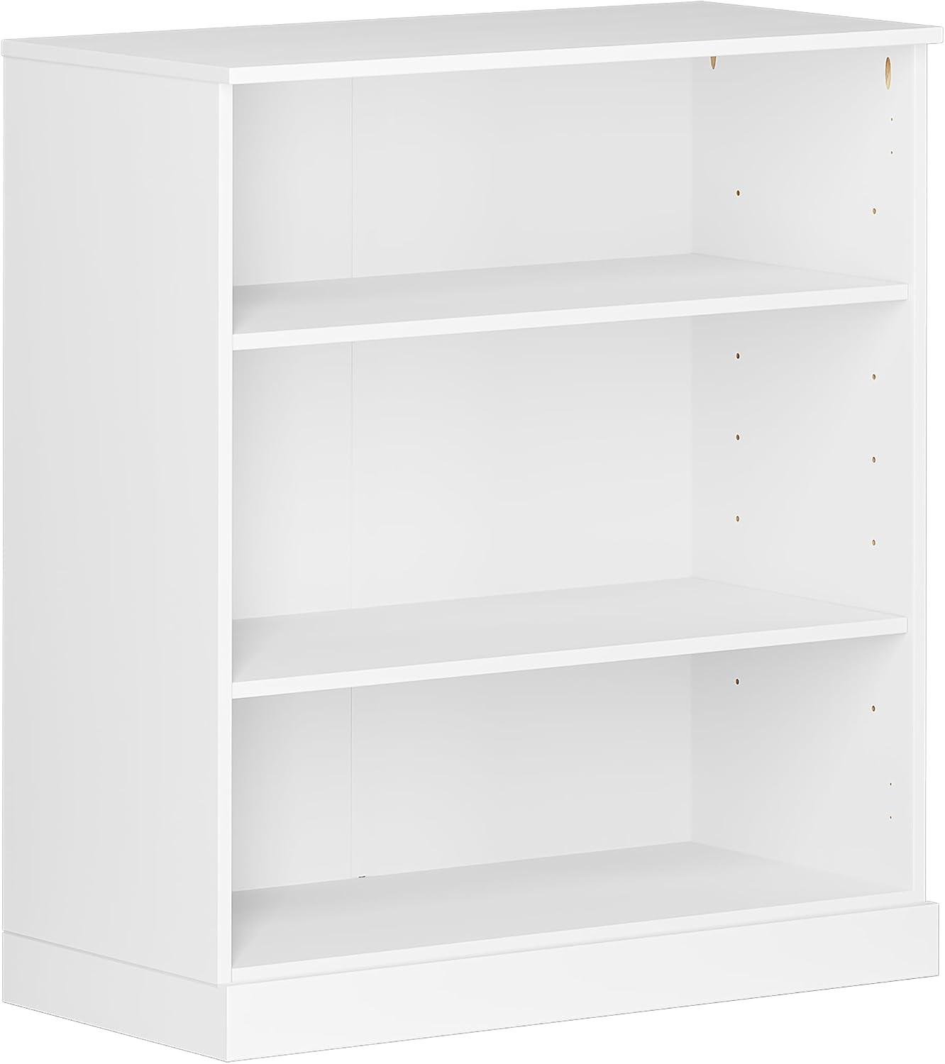 Palace Imports 100% Solid Wood 3-shelf Bookcase with Adjustable Shelves, White
