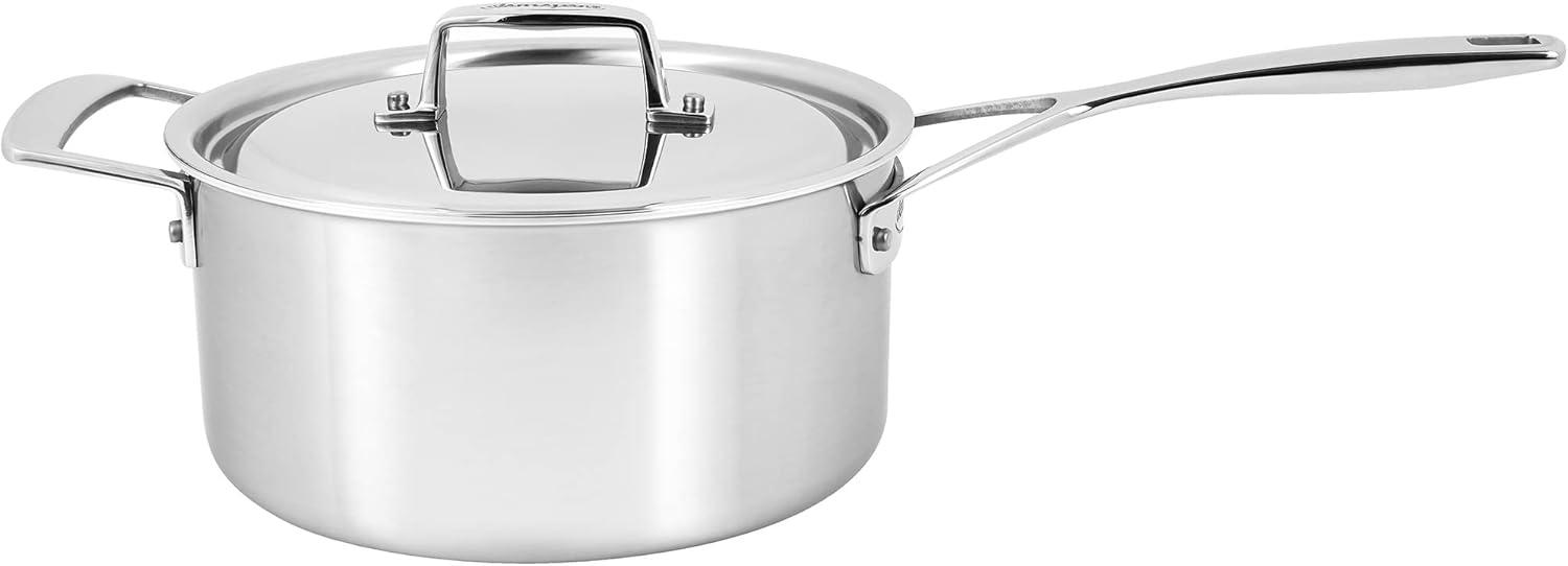 Demeyere Industry 5-Ply 4-qt Stainless Steel Saucepan with Handle Helper