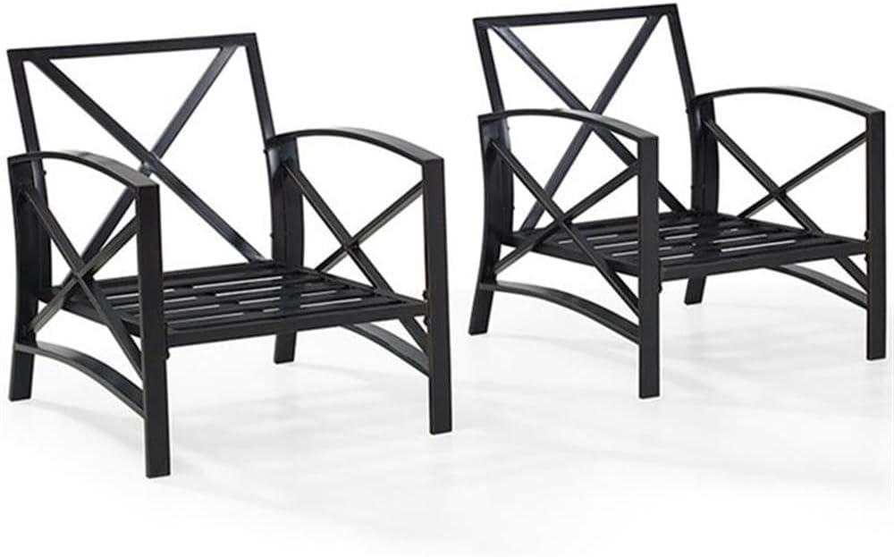 2pc Kaplan Outdoor Chair Set Oatmeal - Crosley: Steel Frame, UV-Resistant Cushions, Patio Seating