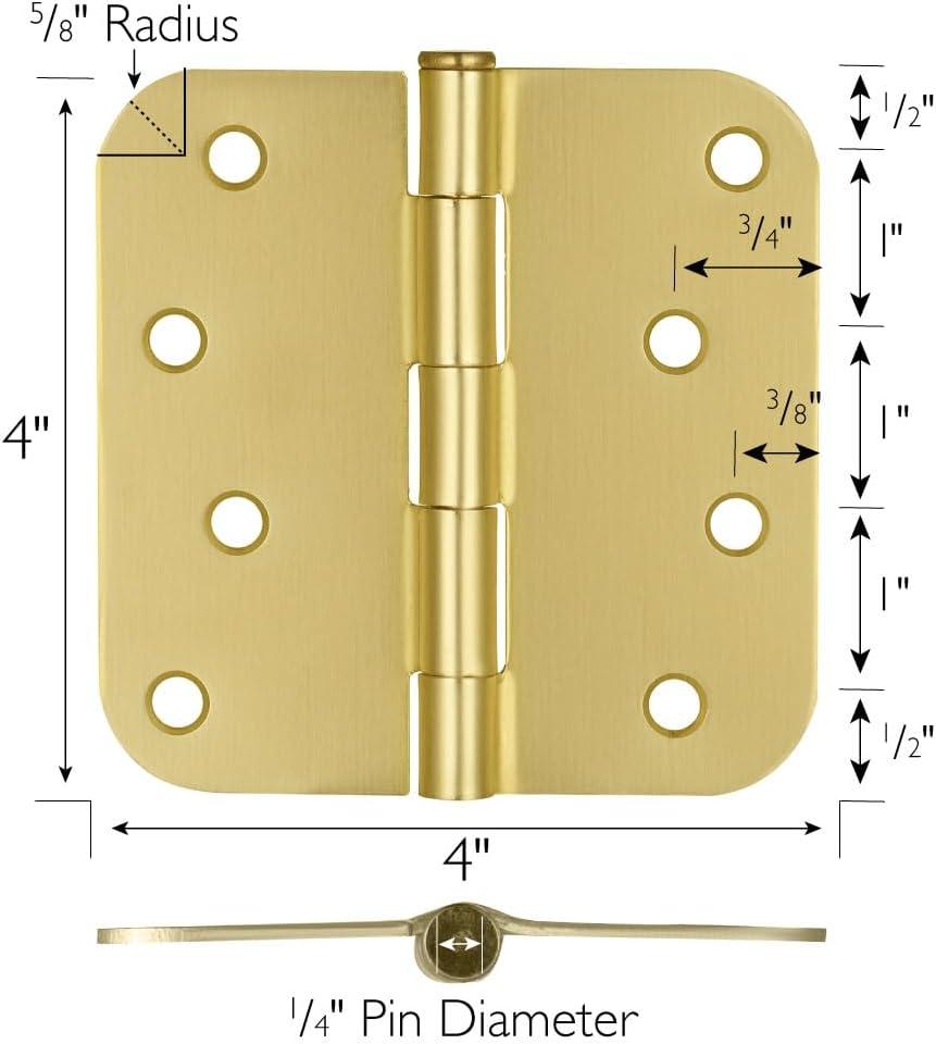 Door Hinge 4-Inch, 5/8-inch Radius, 3-Pack