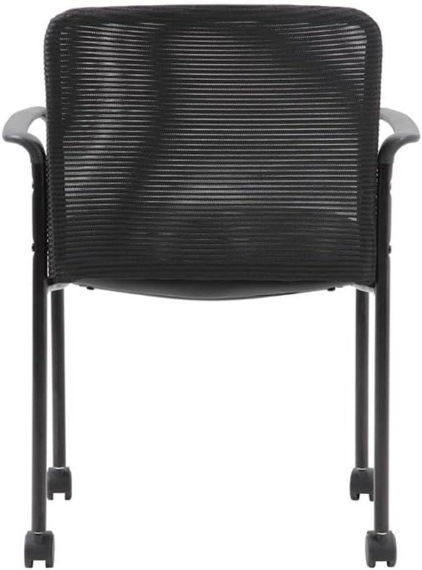 Mesh Guest Chair with Fixed Arms & Metal Frame - Boss Office Products: Stackable, Breathable Back