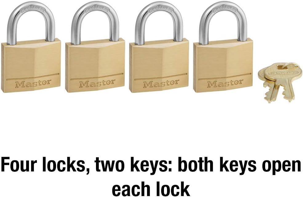 Master Lock 1-9/16" W Brass 4-Pin Cylinder Padlock 4 pk Keyed Alike