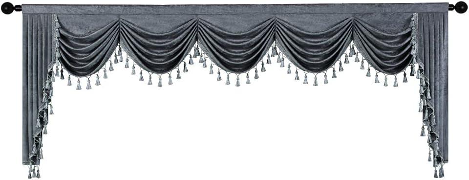 Gold Chenille Waterfall Valance with Rod Pocket