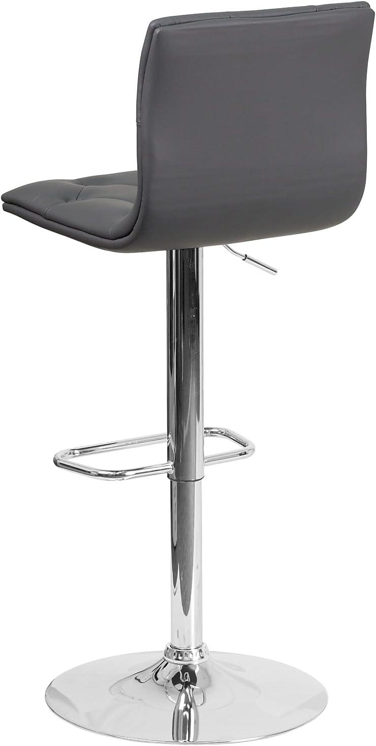 Gray Adjustable Swivel Barstool with Chrome Base