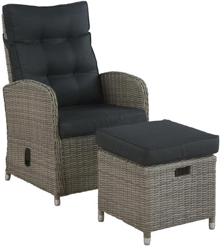 Monaco 2pc Wicker Outdoor Recliner & Ottoman - Gray - Alaterre Furniture: All-Weather, Water-Resistant Patio Set