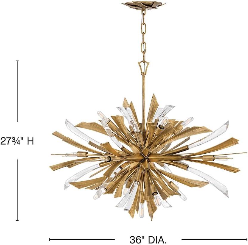 Fredrick Ramond Vida 36" Thirteen-Light Modern Horizontal Hanging Chandelier w/ Crystal Accents