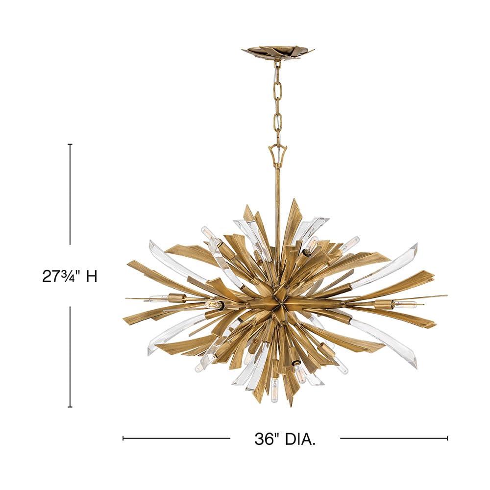 Fredrick Ramond Vida 36" Thirteen-Light Modern Horizontal Hanging Chandelier w/ Crystal Accents