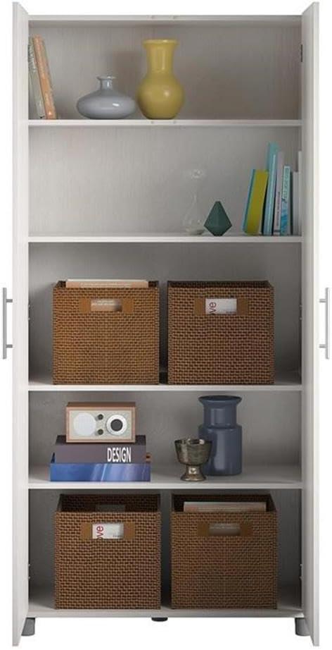 Systembuild Camberly 36" Utility Storage Cabinet, Ivory Oak