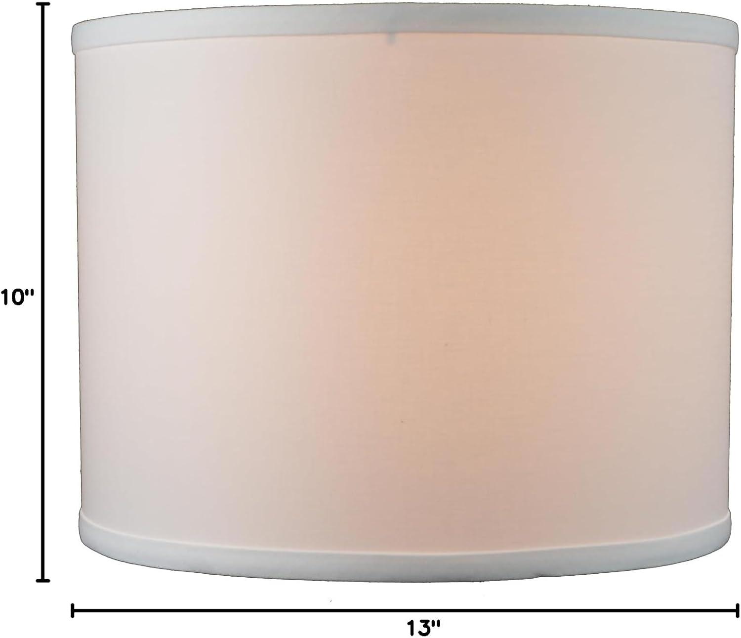 White Linen Drum Lampshade with Nickel Finish, 13"