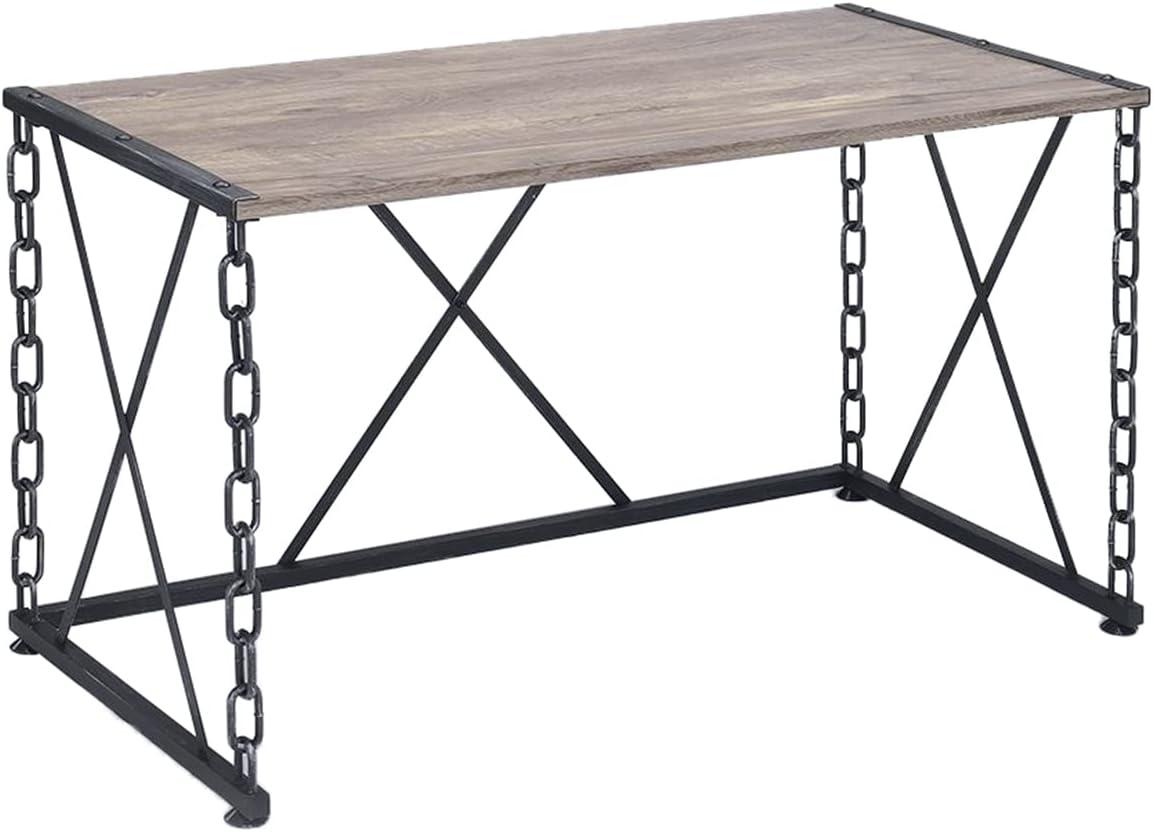 Acme Furniture 48" Jodie Console Table Rustic Oak and Antique Black Finish: Melamine Veneer, Metal Frame, Spot Clean
