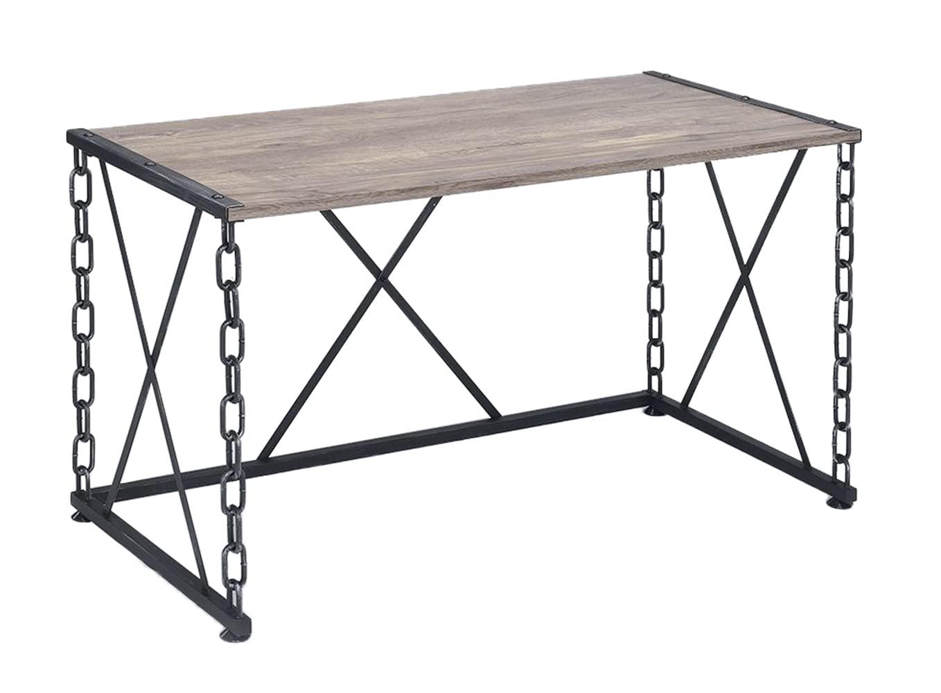 Acme Furniture 48" Jodie Console Table Rustic Oak and Antique Black Finish: Melamine Veneer, Metal Frame, Spot Clean