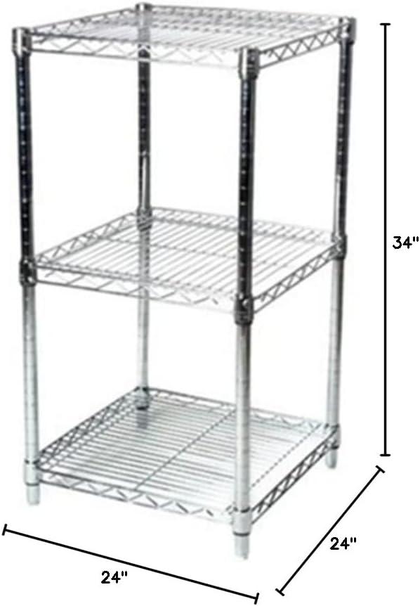 24" Chrome Wire Shelving Unit with Adjustable 3 Tiers