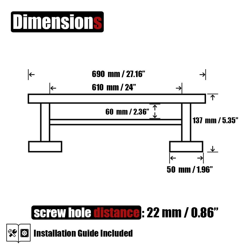 JQK Double Towel Bar 27 Inch, Brass Gold Useable Length 24 Inch 304 Stainless Steel Thicken 0.8mm Bath Towel Rack for Bathroom, Towel Holder Wall Mount, TB100L24-BG