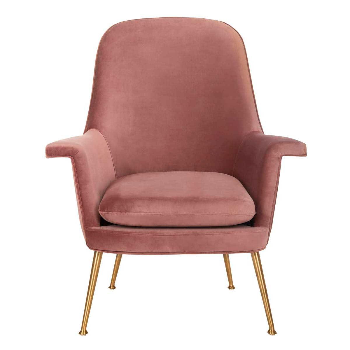 Aimee Velvet Arm Chair - SFV4701 - Dusty Rose/Gold - Safavieh Couture