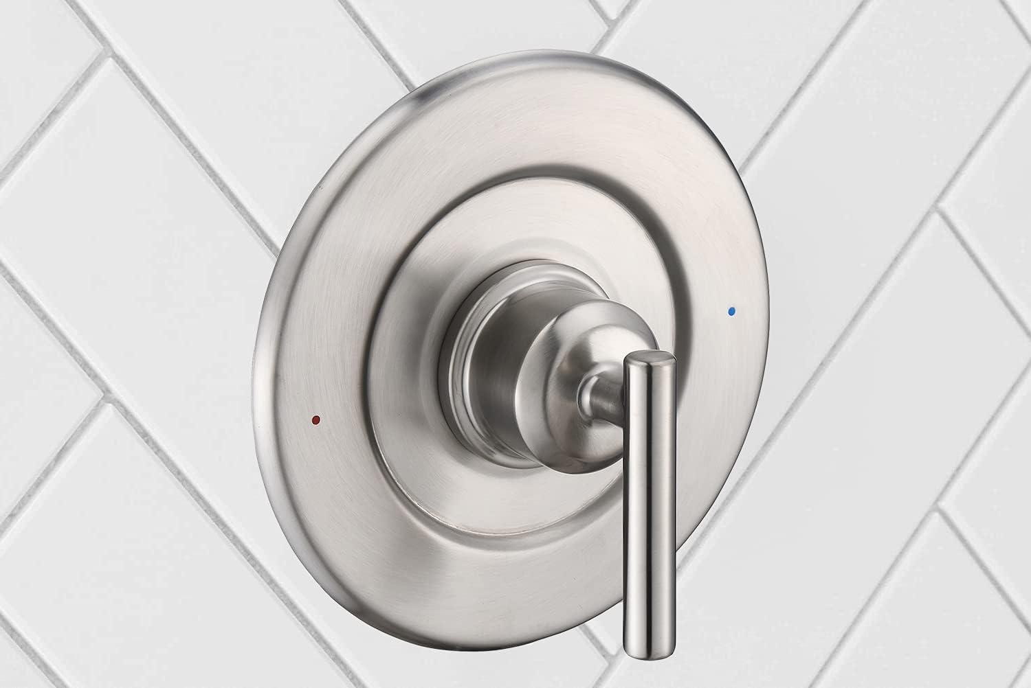 Brushed Nickel Modern Wall-Mounted Shower Lever Trim