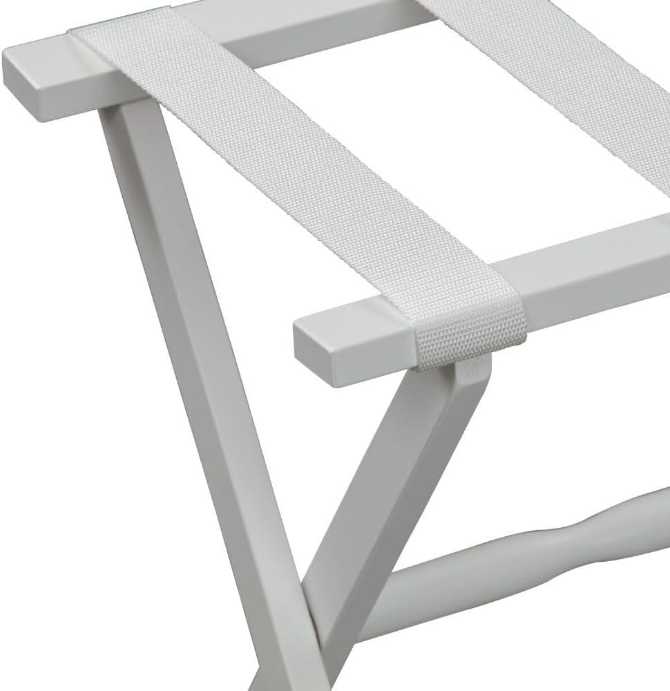 White Wood Folding Luggage Rack with Straps