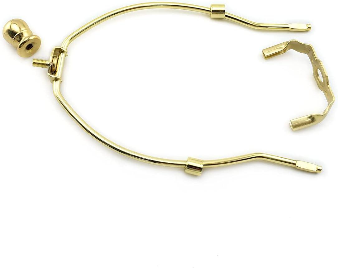 Royal Designs, Inc. Set of 2, 8 inch Polished Brass Lamp Shade Harp Holder with Lamp Finial, DIY Repair/Replacement, Heavy Duty, for Table/Floor Lamps