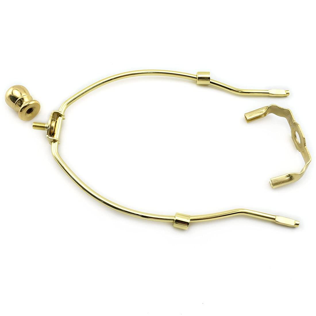 Royal Designs, Inc. Set of 2, 8 inch Polished Brass Lamp Shade Harp Holder with Lamp Finial, DIY Repair/Replacement, Heavy Duty, for Table/Floor Lamps