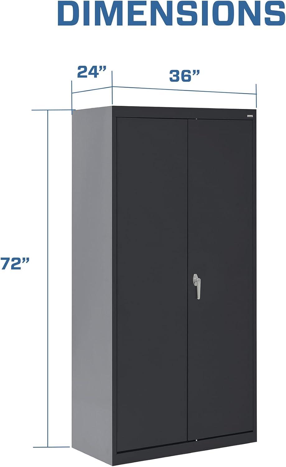 Classic Series 36"W x 72"H x 24"D Combination Storage Cabinet with Adjustable Shelves, Black