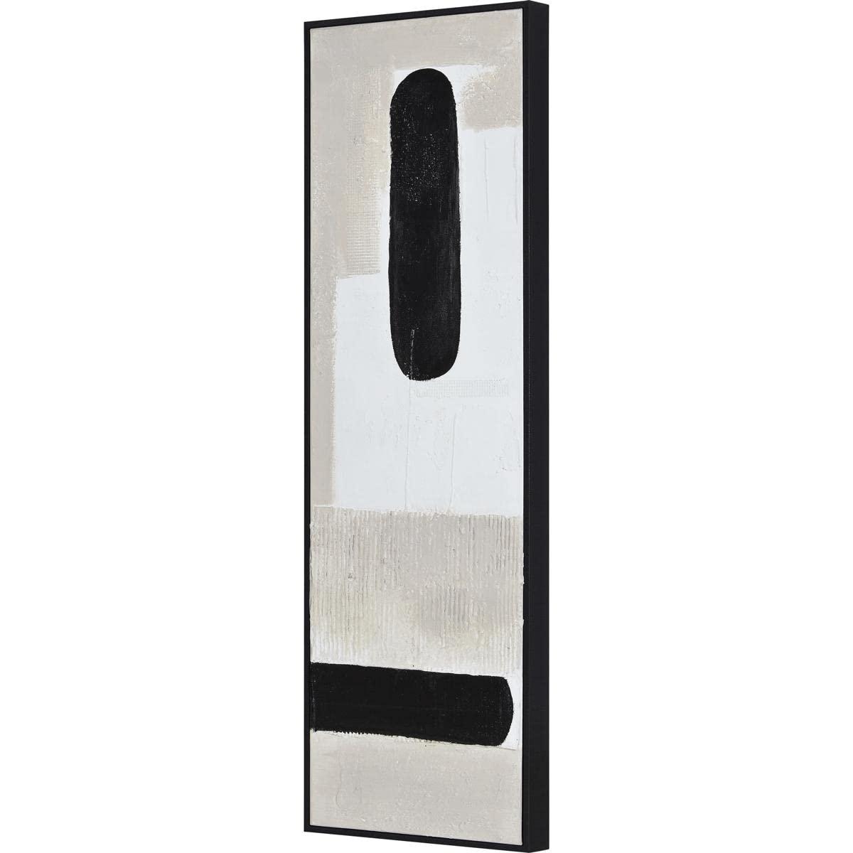 Rectangular Multicolor Hand Painted Canvas Art with Black Frame