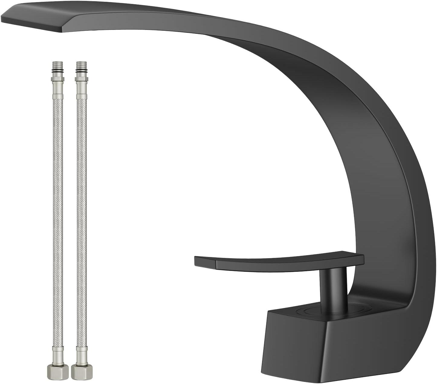 Bathroom Sink Faucet Modern Single Hole 1-Handle Faucet, Matte Black Solid Brass Faucets,Unique Bathroom faucets Mixer Tap