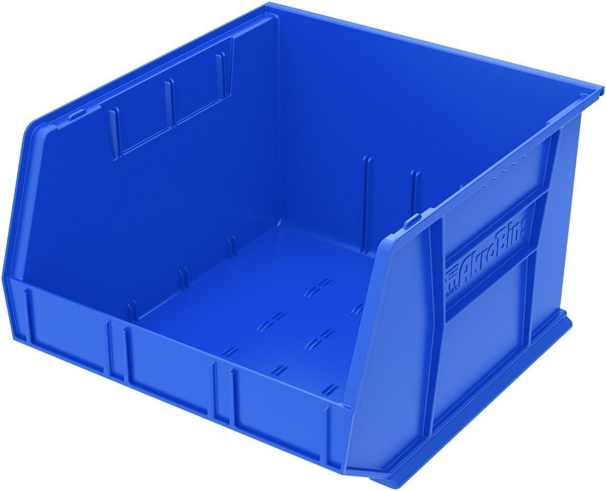 Akro-Mils Stackable Storage Bins, AkroBins 30270 Stacking Organizer, 18"x16"x11", Blue, 3-Pack