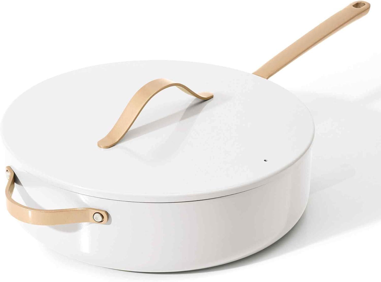 Beautiful 5.5 Quart Ceramic Non-Stick Sauté Pan, White Icing by Drew Barrymore