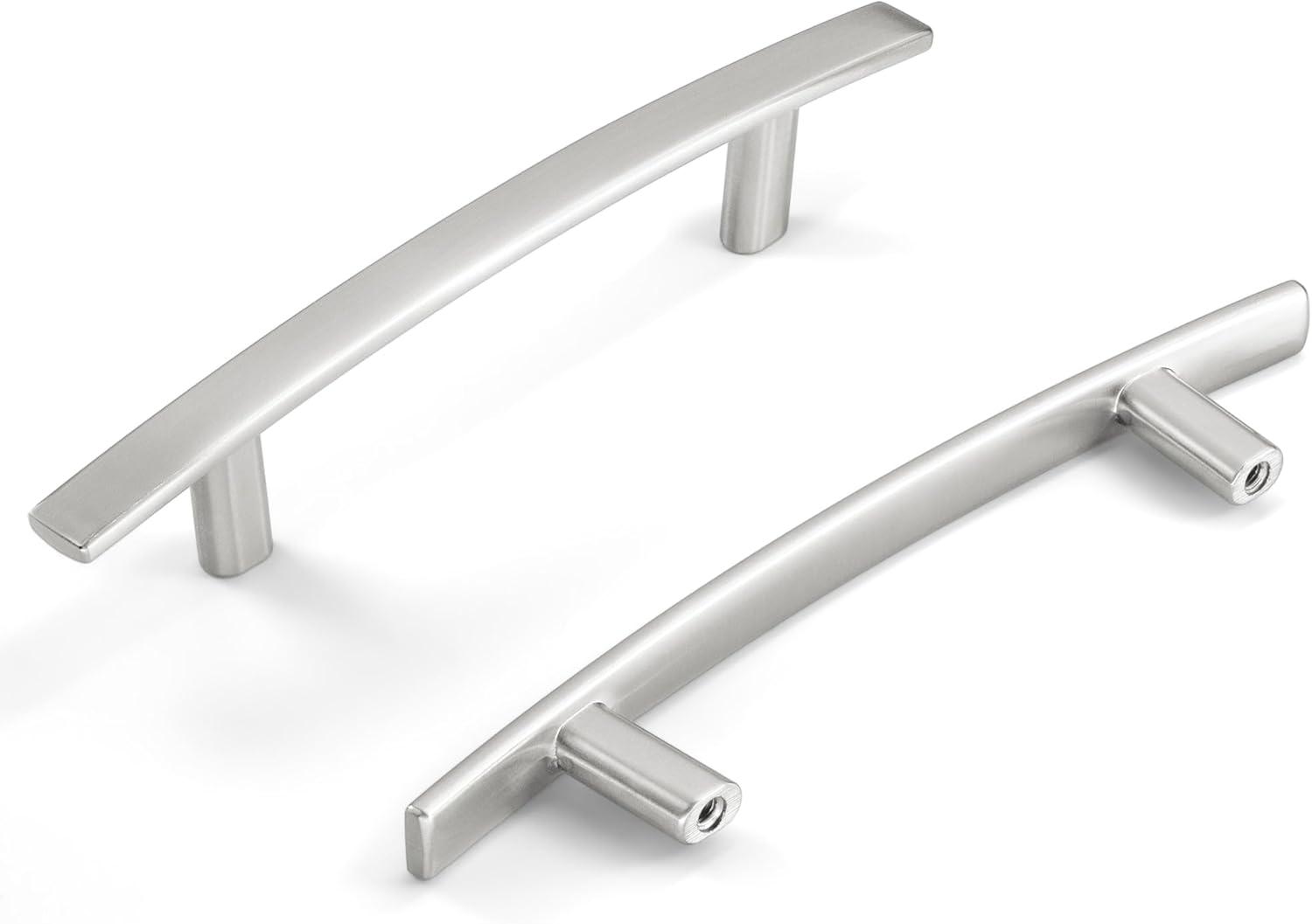 Satin Nickel 6.14" Modern Curved Bar Cabinet Pull