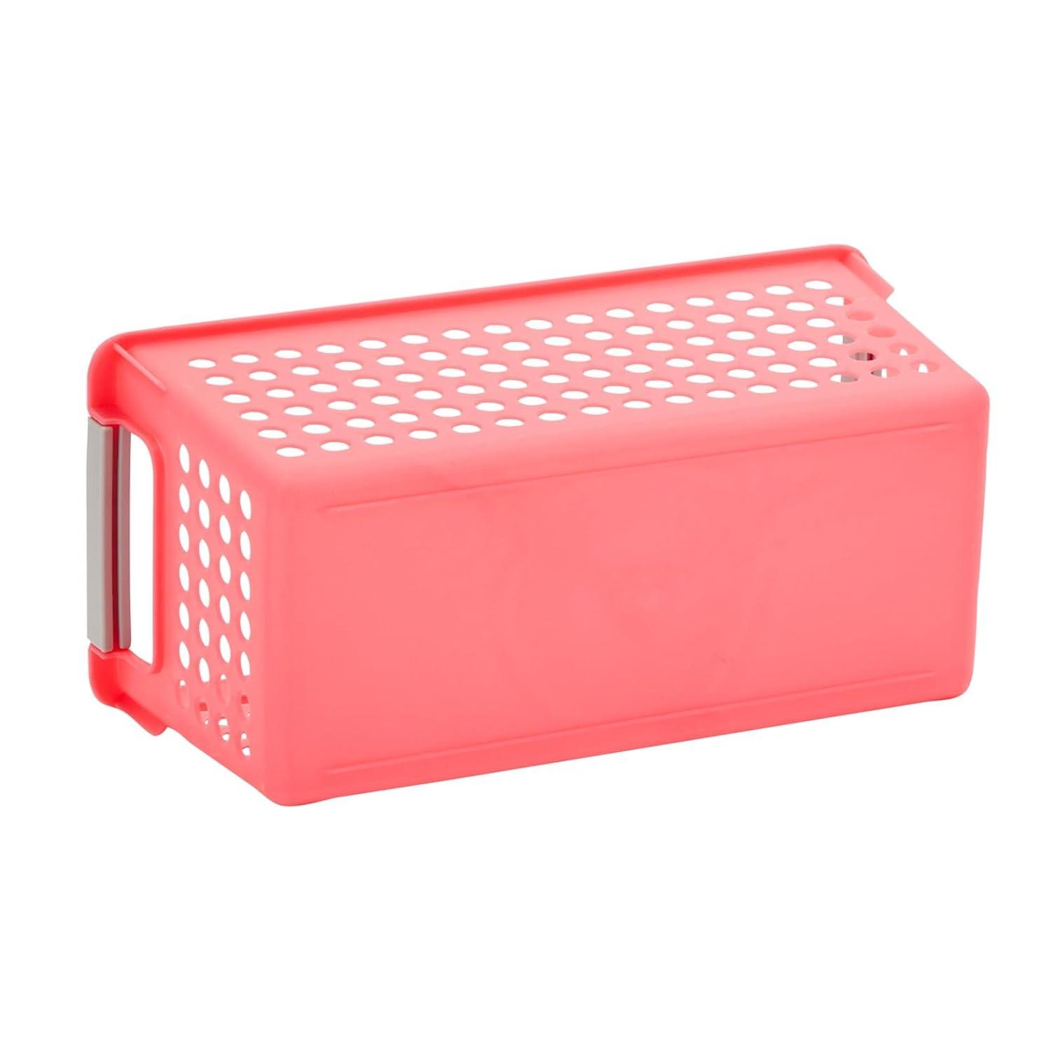 Farmlyn Creek 4 Pack Plastic Storage Baskets Bins with Handles for Shelves, Closet Organizer, 4 Colors
