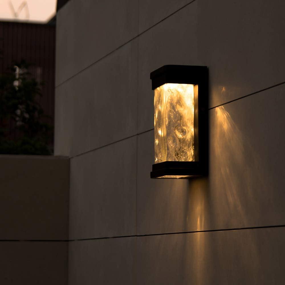 1-Light Black Integrated LED Outdoor Wall Lantern Sconce