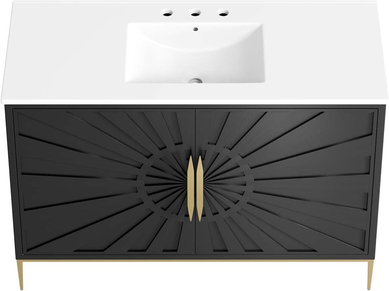 Modway Awaken 48" Bathroom Vanity in White Black