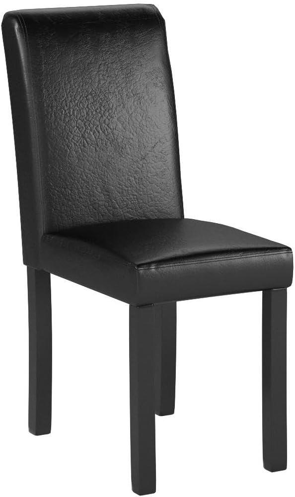 Tangkula Dining Chair Set of 4 w/ Acacia Wood Frame & Rubber Wood Legs Padded Backrest Black