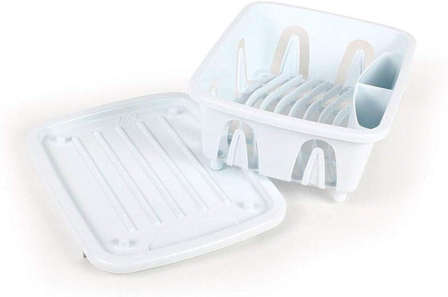 Camco Durable Mini Dish Drainer Rack and Tray Perfect for RV Sinks, Marine Sinks, and Compact Kitchen Sinks- White 43511