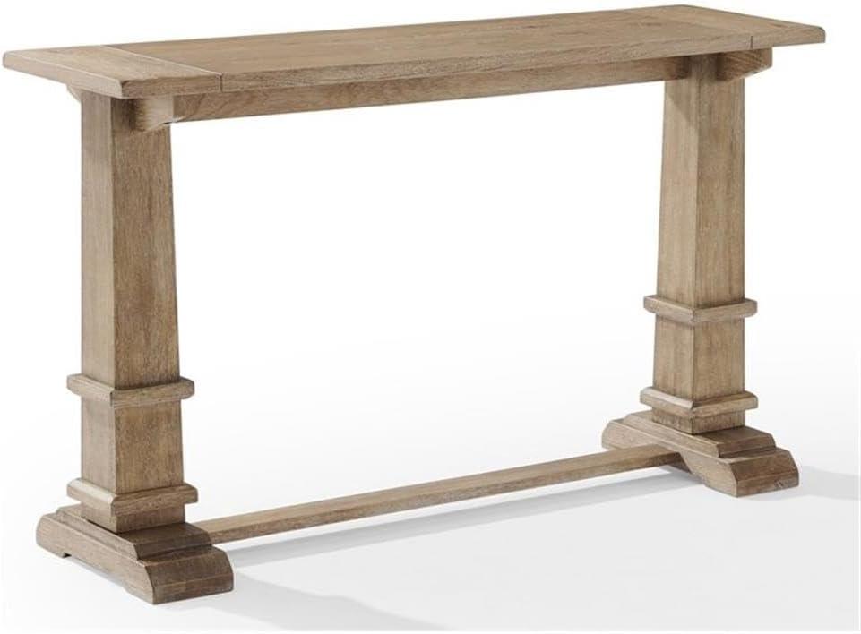 Rustic Brown Farmhouse Wood Console Table with Pedestal Columns