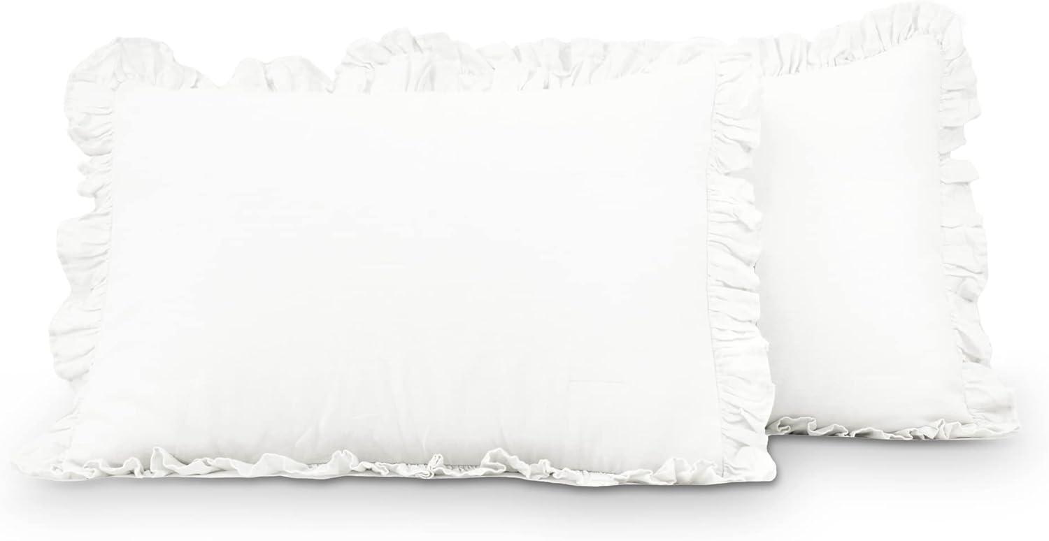 White Full/Queen Belgian Flax Linen Cotton Bedspread Set