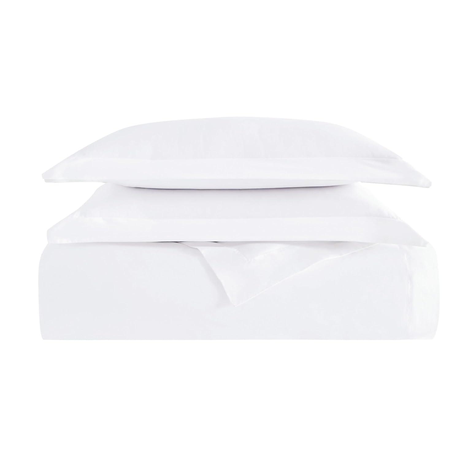 King Size White Cotton Percale 3 Piece Duvet Set