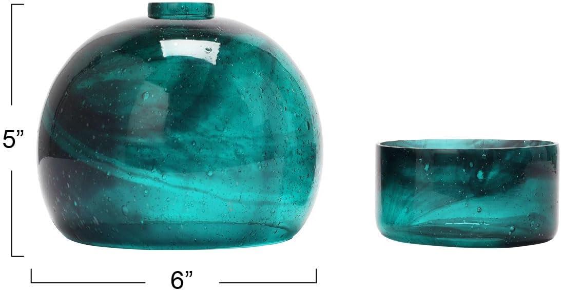 Creative Co-Op Glass Tealight Holder with Cloche, Teal