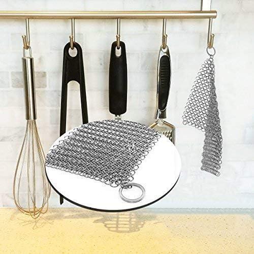 Stainless Steel Chainmail Cast Iron Skillet Cleaner 8"x6"