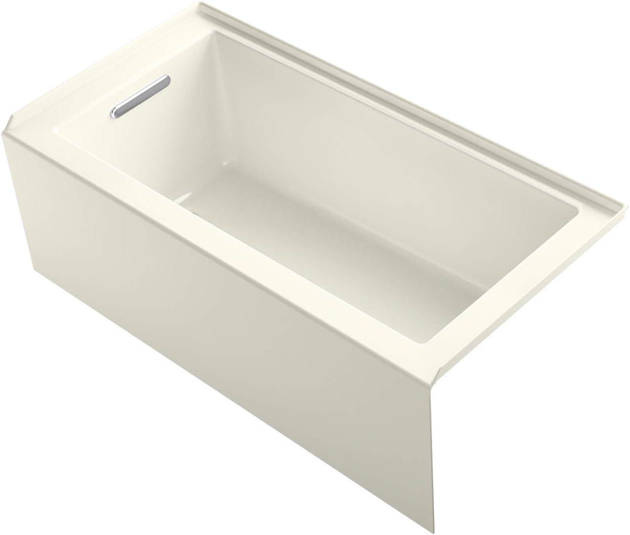 Underscore® 60" x 30" Rectangular Alcove Soaking Bathtub with Slotted Overflow and Integral Apron