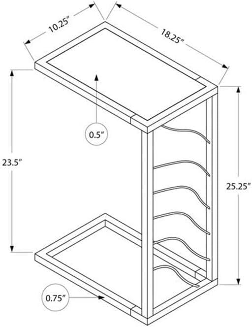 Accent Table C-shaped End Side Snack Living Room Bedroom Metal Grey