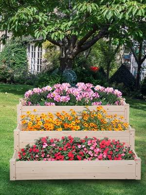 FDW Raised Garden Bed, Wood Planter Box Outdoor and Indoor Planter Box Garden Grow Box Patio Gardening Planter Box for Vegetable Flower,Nature