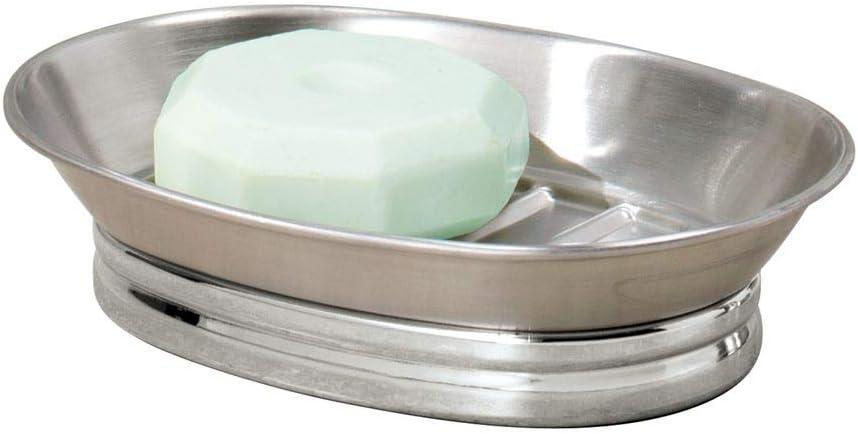 InterDesign York Chrome Silver Stainless Steel Soap Dish