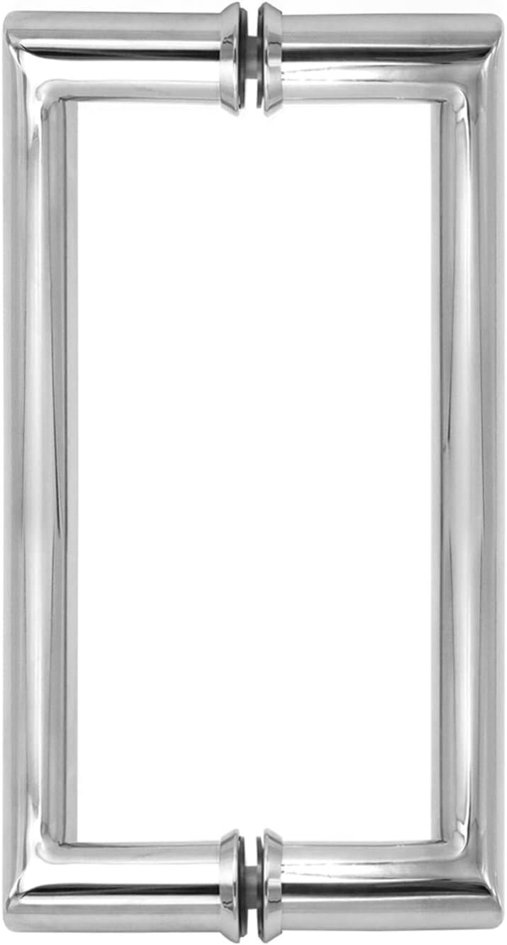 CKB 8" Shower Door Handle, Stainless Steel Shower Door Pull Compatible with 1/3" to 1/2" Glass Thickness, Back to Back Glass Door Handle with Polished Steel