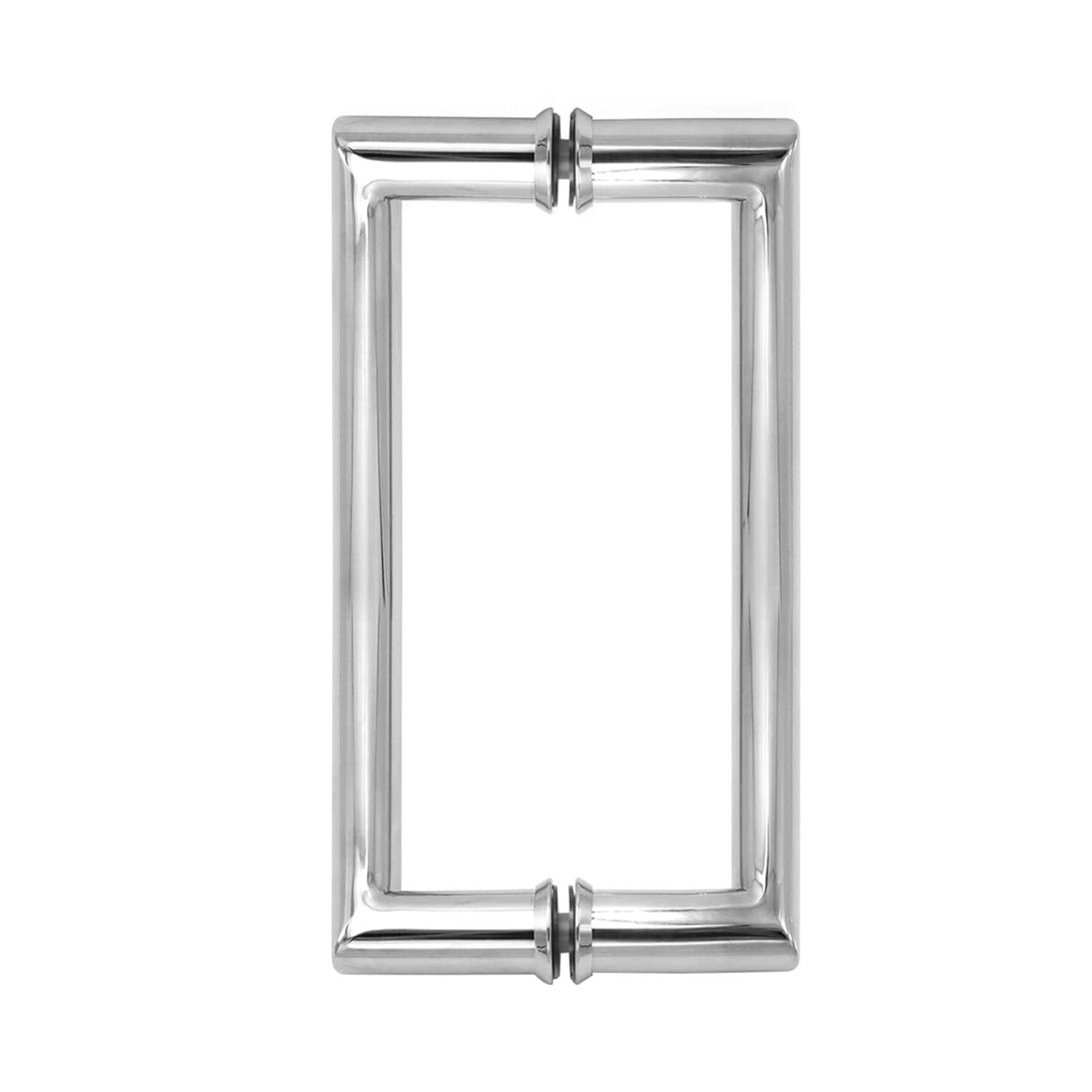 CKB 8" Shower Door Handle, Stainless Steel Shower Door Pull Compatible with 1/3" to 1/2" Glass Thickness, Back to Back Glass Door Handle with Polished Steel