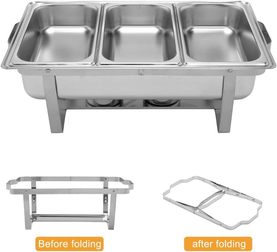 ROVSUN 8 Quart Stainless Steel Silver Chafing Dish Buffet Set 1/3 Food Pan