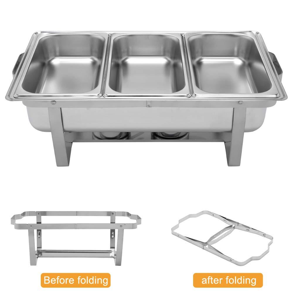 ROVSUN 8 Quart Stainless Steel Silver Chafing Dish Buffet Set 1/3 Food Pan
