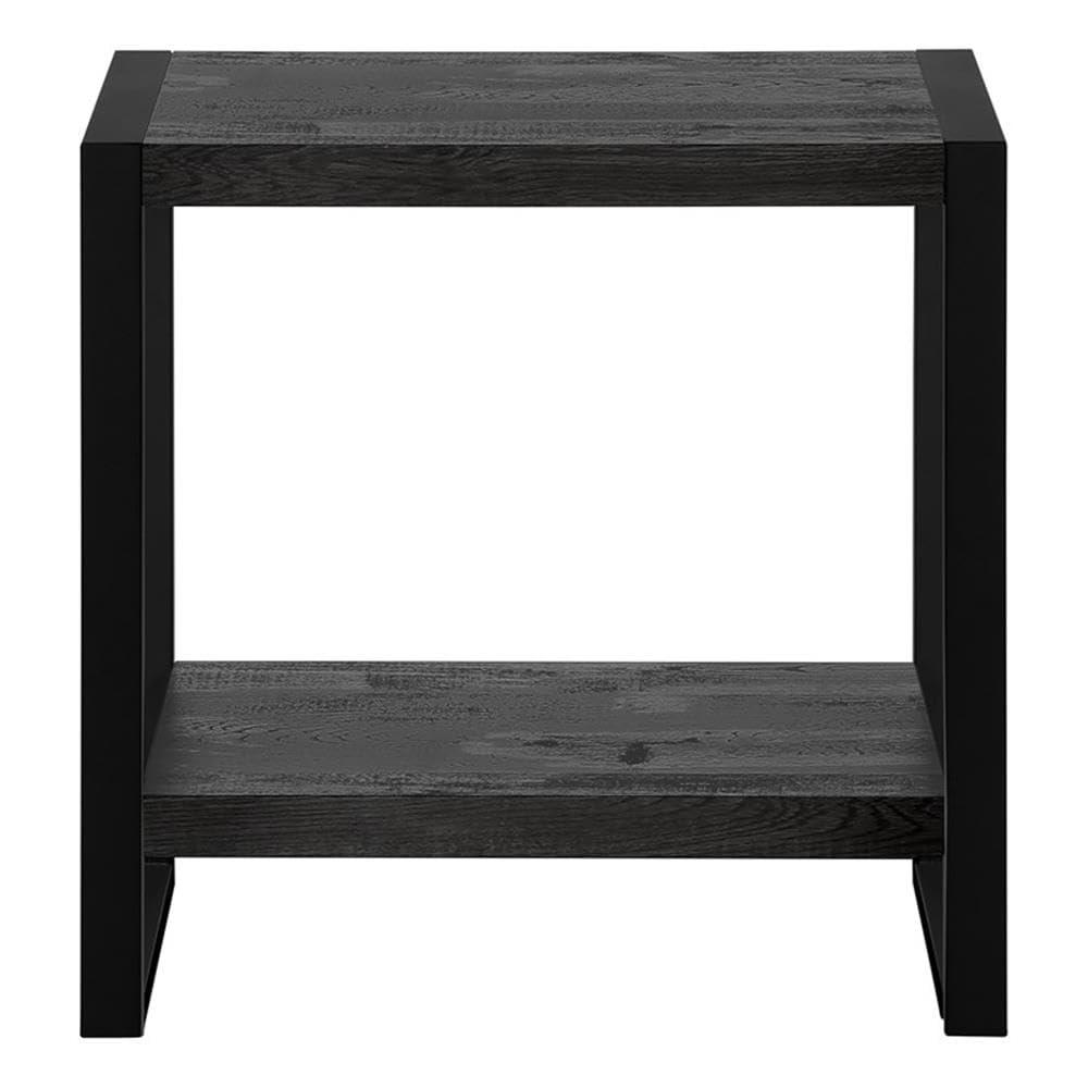 Monarch Specialties Accent Table Side End Nightstand Lamp Living Room Bedroom Metal Laminate Black Contemporary Modern