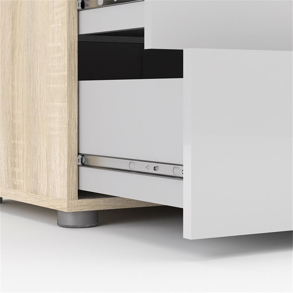 Tvilum Loft 8 Drawer Double Dresser for Adults, Oak Structure and White High Gloss