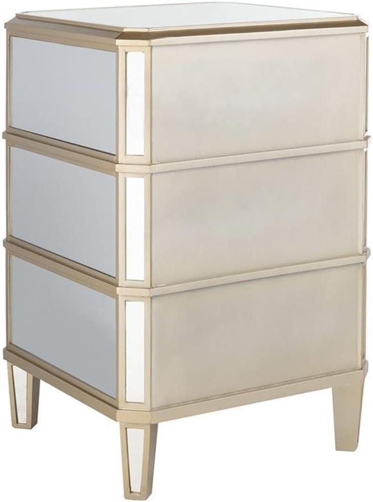 Giana 3 Drawer Mirrored Nightstand - Mirror - Safavieh.